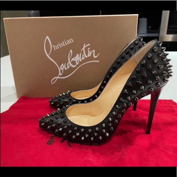CHRISTIAN LOUBOUTIN SHINY NAPA FOLLIE SPIKES 100 - Picture 4 of 9